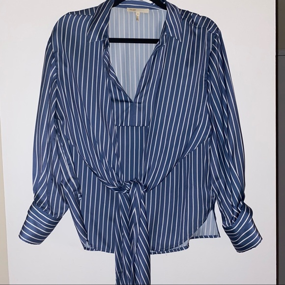 Maje Striped Wrap-Front Shirt - Picture 2 of 11